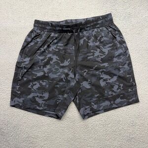 Santiny‎ L7_L Mens Large Gray Camo Zipper Pockets Athletic Performance Shorts